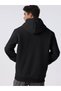 Men's Black Linear Bicycle Printed 3 Thread Hooded Hoodie Sweatshirt - 2