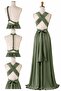 Women's Sleeveless Flared Skirt Dress with Different Tie Collar Long Blue Evening Dress - 2