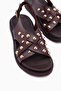 Lucina Burgundy Cross-Strapped Women's Sandals - 5