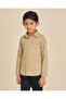 Boys Beige Long Sleeve Two Pocket Flap Shirt