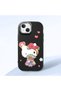iPhone 14 Plus Compatible Case with Camera Protector Black Silicone Couple Phone Case with Kitty Pattern