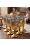 Set of 6 Glass Coffee and Water Cups with Footed Base, Titanium Coated Decorative Presentation Cups |   Gold - Silver - Transparent Color Options Available
