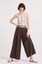 Women's Belted Loose-Fit Skirt Trousers - Bitter Brown
