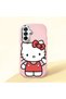 Samsung Galaxy A26 Compatible Case Camera Protector Pink Silicone Couple Phone Case with Kitty Pattern