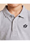 Boys Grey Melange Basic Polo T-Shirt - 3