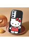 Samsung Galaxy A54 Compatible Case Camera Protector Black Silicone Couple Phone Case with Kitty Pattern - 2