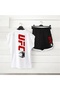 Unisex Front and Back Printed Zero Sleeve Sports Tshirt and Black Shorts Sports Set