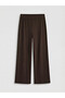 Brown Textured Women's Trousers with Elastic Waist - 6