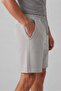 Men's Standard Fit Relaxed Fit 100% Cotton Soft Textured Beige Interlock Shorts with Elastic Waist and Drawstring - 2
