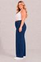 Women's Plus Size High Waist Spliced Stone Detail Wide Leg Palazzo Jean Pants 52-64 - 4