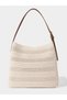 Women's Striped Knitwear Shoulder Bag Stylish Daily Steel Knit Bag 1814 Ecru - 4