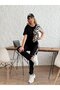 Women's Crew Neck Short Sleeve Leopard Printed Blouse And Pants Two-Piece Set - 2