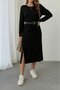    Women's Long Sleeve Crew Neck Side Slit Midi Knitwear Dress - 3