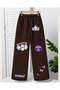Kuromi Printed Wide Leg Sweatpants for Girls