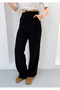 Women's Black High Waist Lace-Up Muslin Trousers Sr5200 - 2