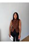 Women's Brown Premium Gabardine Buttoned Vest Frv0216 - 5