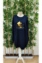 Women's Long Sleeve Crew Neck Bear Patterned Viscose Two Thread Dress