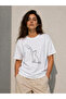 Minimal cat print short sleeve summer t-shirt - white - 3