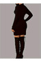 Women's Long Sleeve Crew Neck Butterfly Print Short Viscose Two Thread Dress - 2