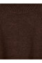 Brown Half Turtleneck Oversized Women's Knitwear Tunic - 6