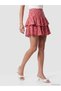 Özmarka New Season Blue Elastic Waist Floral Layered Mini Skirt with Shorts - 3