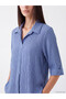 Özmarka New Season Purple Shirt Collar Textured Oversize Blouse - 3
