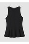 Black Crew Neck Peplum Blouse
