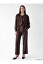 Brown Elastic Waist Carrot Cut Pleated Women's Trousers