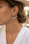 Silver Color Heart Detailed 3-Piece Zircon Stone Earrings - 2