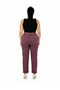 Plus Size High Waist Belted Stone Detailed Mom Cut Denim Women's Trousers - 2