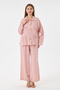 Women's Powder Pink Italian 100% Linen Tie-Waist Shirt with Pants Linen Suit 40 - 46 Size - 3