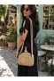 Straw Bag Women's Shoulder Bag Handmade Bag (Ornaments on the Bag Are Not Included) - 5