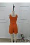Women's Strappy Round Neck Twisted Crop Top and Blouse Short Two-Piece Set - 7