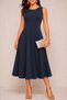 Women's Strappy Round Neck Midi Janjan Crepe Dress