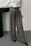 Women's Gray Pleated High Waist Wide Leg Woven Palazzo Trousers - 3