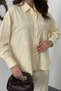 Women's Yellow Embroidered Shirt Pants Set Shirt Collar Pocket Wide Leg Pants - 3