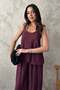 Women's Plum Halter Neck Strappy Textured Wide Leg Blouse and Pants Set - 3
