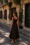Women's Anthracite Sleeveless Ribbed U-Neck Waist-Fitted Long Flared Dress - 2