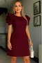 Women's Short Rose Detailed Sleeves Crew Neck Mini Atlas Dress with Pockets - 3