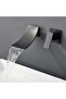 Waterfall-style bathroom faucet, wall-mounted recessed basin faucet, double-hole wall-mounted faucet, single handle, large-capacity mixing spout...
