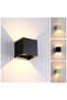 2 Outdoor Wall Lights, Square Top and Bottom Outdoor Wall Lights, 12W LED Porch Lighting Fixtures, IP65 Waterproof Black Wall - Mounted Lighting,... - 2