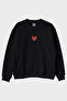 Heart Lock Patterned Embroidery Crew Neck Sweatshirt - Romantic Lover Combination