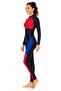 Women’s One-Piece Full-Coverage Swimsuit with Long Sleeves, Full-Length Legs, Colour-Block Design and Front Zipper - 3