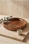 Acacia Wood Round Tray with Handles 35X5.5 cm - Vertical Grooved Coffee and Tea Serving Tray - 3