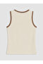 Beige Lace Detailed Crew Neck Women's Undershirt - 3