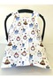 100% Cotton Muslin Stroller Cover and Cushion with Blue Teddy Bear Pattern - 2