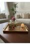 Mirrored Glass Serving Tray – Gold Framed, Metal Handles 46X28 cm