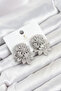 Silver Color Zircon Stone Flower Model Women's Evening Dress Earrings - 2