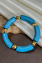 Bamboo Model Pipe Cut Acrylic Resin Crushed Gold Metal Detailed Bracelet