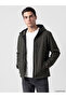 Khaki Regular Fit Hooded Men's Jacket